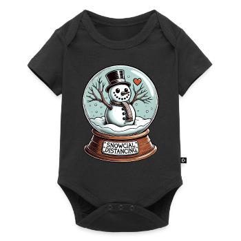 Snowcial Distancing Snowman Snow Globe - Baby Premium short-sleeve bodysuit - black - Front