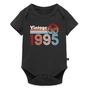 Millésime 1995 Palmiers Rétro Anniversaire - Body à manches courtes Premium Bébé - noir - Devant