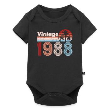 Millésime 1988 Palmiers Rétro Anniversaire - Body à manches courtes Premium Bébé - noir - Devant