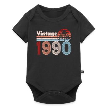 Millésime 1990 Palmiers Rétro Anniversaire - Body à manches courtes Premium Bébé - noir - Devant