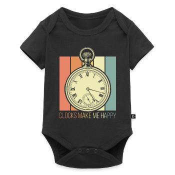Les montres me rendent heureux - Body à manches courtes Premium Bébé - noir - Devant