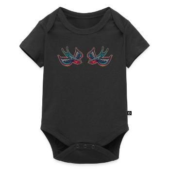 Deux hirondelles cadeau espoir amour tatouage amusant - Body à manches courtes Premium Bébé - noir - Devant