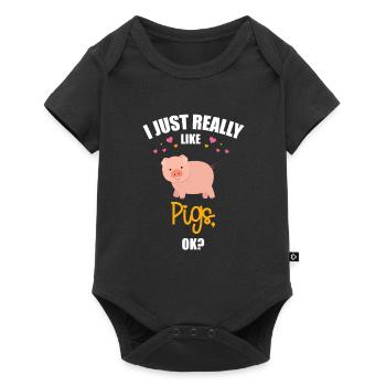 I just really like pigs - Cochon doux - Body à manches courtes Premium Bébé - noir - Devant