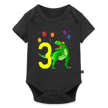 Dinosaure de 3ème anniversaire 3 ans - Body à manches courtes Premium Bébé - noir - Devant