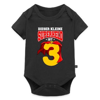 3. Geburtstag Superheld 3 Jahre Jungen Geschenk - Baby Premium Kurzarmbody - Schwarz - Vorne