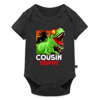 Tyrannosaurus Rex Cousin Saurus Cadeau - Body à manches courtes Premium Bébé - noir - Devant