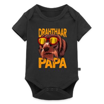 Drahthaar Papa - drahthaar hund - Baby Premium Kurzarmbody - Schwarz - Vorne