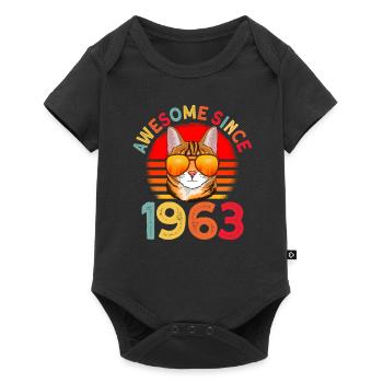 Awesome since 1963 Katze 59. Geburtstag Geschenk - Baby Premium Kurzarmbody - Schwarz - Vorne