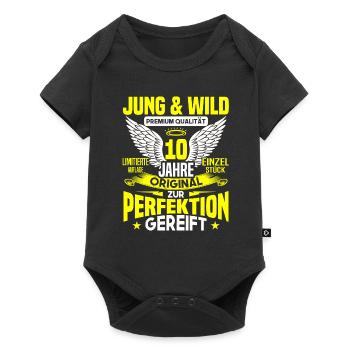 10 Jahre Jung & Wild 10. Geburtstag Geschenk - Baby Premium Kurzarmbody - Schwarz - Vorne