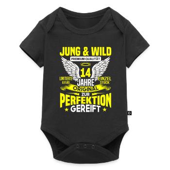 14 Jahre Jung & Wild 14. Geburtstag Geschenk - Baby Premium Kurzarmbody - Schwarz - Vorne