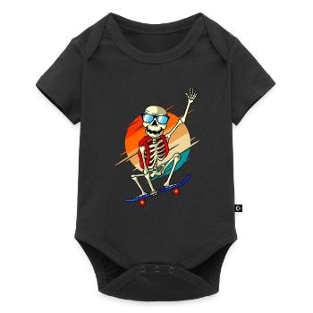Skateboard skeleton skating skater - Baby Premium short-sleeve bodysuit - black - Front