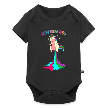ich bin 49 plus pupsender Einhorn 50. Geburtstag - Baby Premium Kurzarmbody - Schwarz - Vorne