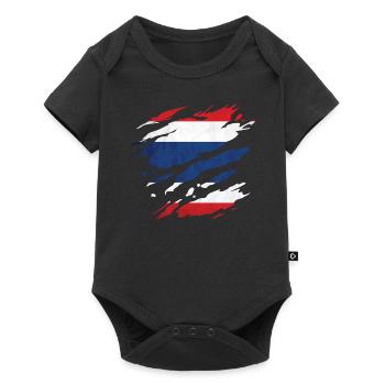 Thaïlande - Drapeau national, rayures, fissures - Body à manches courtes Premium Bébé - noir - Devant