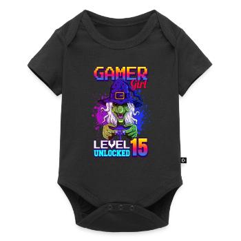 gamer fille 15ème anniversaire jeux vidéo de jeu - Body à manches courtes Premium Bébé - noir - Devant
