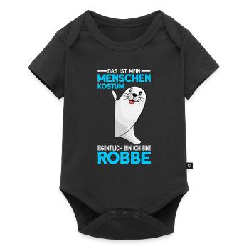 Menschen Kostüm bin eine robbe - Seelöwe Seehund - Baby Premium Kurzarmbody - Schwarz - Vorne