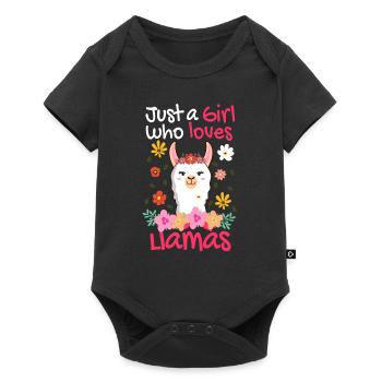 Juste une fille qui aime les lamas - cadeau alpaga - Body à manches courtes Premium Bébé - noir - Devant