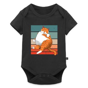 Retro memes of the chonk cat vintage cats - Baby Premium short-sleeve bodysuit - black - Front
