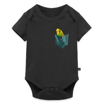 Budgerigar Chest Pocket Perruche Sac - Body à manches courtes Premium Bébé - noir - Devant