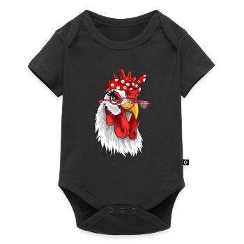 Hühner bandana mit Sonnenbrille kopftuch - Baby Premium Kurzarmbody - Schwarz - Vorne