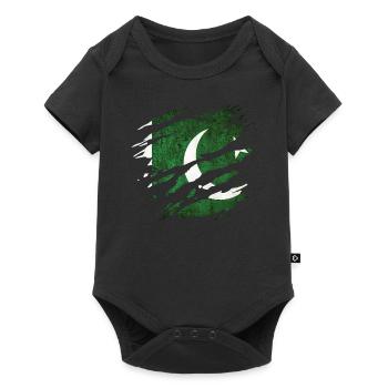 Pakistan - drapeau national, égratignures, fissures - Body à manches courtes Premium Bébé - noir - Devant