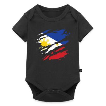 Philippines - drapeau national, rayures, fissures - Body à manches courtes Premium Bébé - noir - Devant
