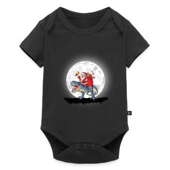 Le Père Noël chevauche des dinosaures - Body à manches courtes Premium Bébé - noir - Devant