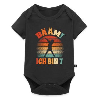 bääm ich bin 7 junge dabbing 7. Geburtstag - Baby Premium Kurzarmbody - Schwarz - Vorne