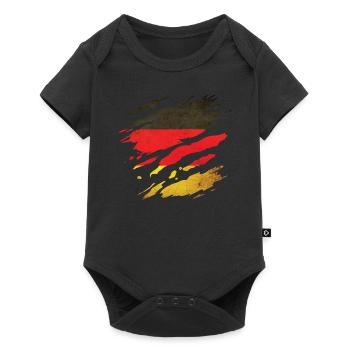 Allemagne - Drapeau national, rayures, fissures - Body à manches courtes Premium Bébé - noir - Devant