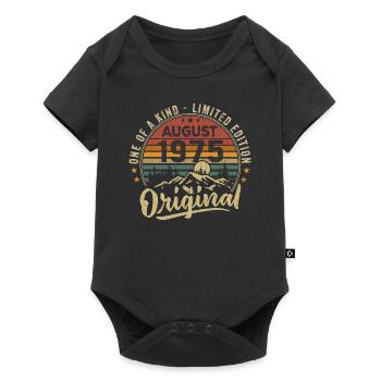 August 1975 Geburtstagsgeschenk 1975 Legenden August - Baby Premium Kurzarmbody - Schwarz - Vorne
