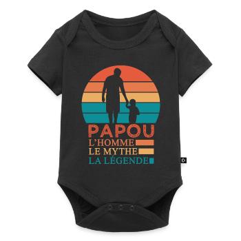 papou la légende cadeau papy grand père papa - Body à manches courtes Premium Bébé - noir - Devant