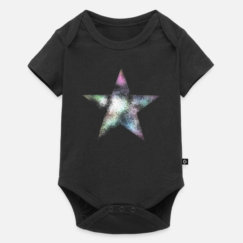 Regenbogen Stern / VINTAGE Perlmutt - Baby Premium Kurzarmbody - Schwarz