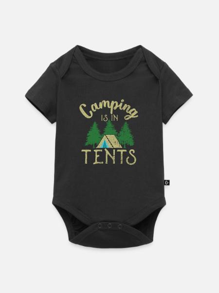 Camping ist in Zelten - Baby Premium Kurzarmbody - Schwarz