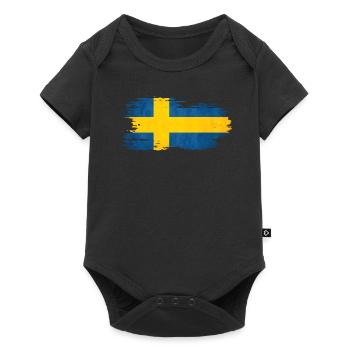 Sweden - National flag, brush effect - Baby Premium short-sleeve bodysuit - black - Front