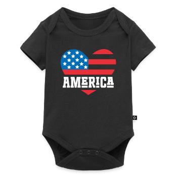 America Flag Heart - Baby Premium short-sleeve bodysuit - black - Front