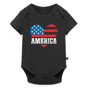 America Flag Heart - Baby Premium short-sleeve bodysuit - black - Front