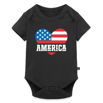 America Flag Heart - Baby Premium short-sleeve bodysuit - black - Front