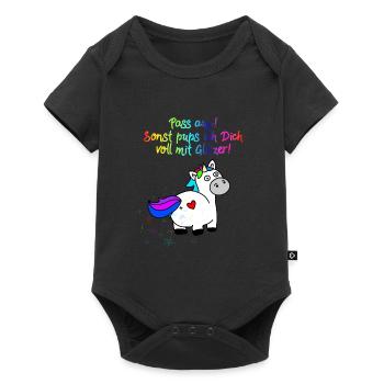 Einhorn Glitzer Pups | Einhornpups - Baby Premium Kurzarmbody - Schwarz - Vorne