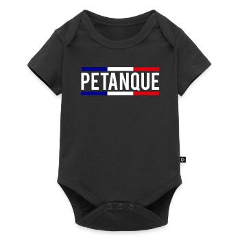 Pétanque Boule Boccia Frankreich Fahne Spieler - Baby Premium Kurzarmbody - Schwarz - Vorne