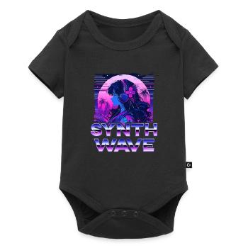 Synthwave Music Album Cover - Anime Shirt - Baby Premium short-sleeve bodysuit - black - Front