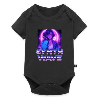 Synthwave Music Album Cover - Anime Shirt - Baby Premium short-sleeve bodysuit - black - Front
