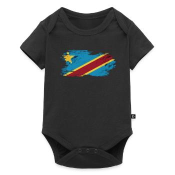 Congo - Drapeau National, Effet Pinceau - Body à manches courtes Premium Bébé - noir - Devant