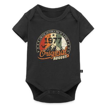 August 1977 Geburtstagsgeschenk August 1977 Retro 1977 - Baby Premium Kurzarmbody - Schwarz - Vorne