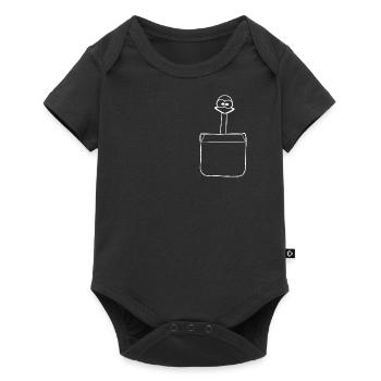 Strauß in der Brusttasche - Baby Premium Kurzarmbody - Schwarz - Vorne