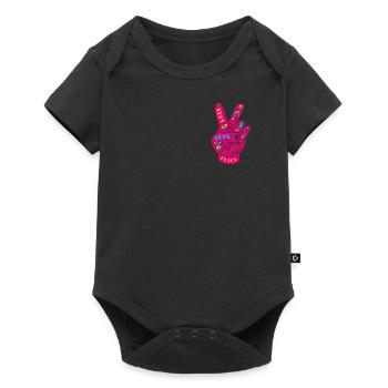 Peace Love Harmony Victory Handzeichen Frieden - Baby Premium Kurzarmbody - Schwarz - Vorne