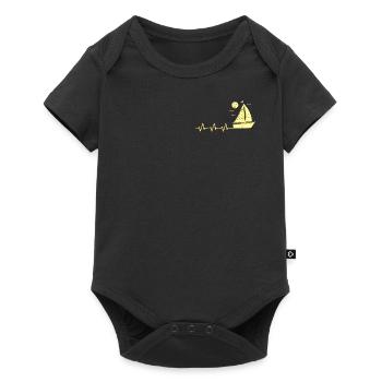 Segler Segelboot auf Herzschlag Herz EKG Herzlinie - Baby Premium Kurzarmbody - Schwarz - Vorne
