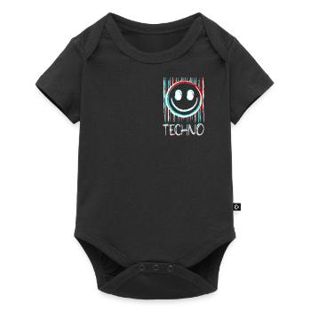 Techno Musique Visage Disque phonographe DJ Smile EDM - Body à manches courtes Premium Bébé - noir - Devant