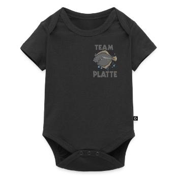 Team Platte Plattfisch Brandungsangln Scholle - Baby Premium Kurzarmbody - Schwarz - Vorne