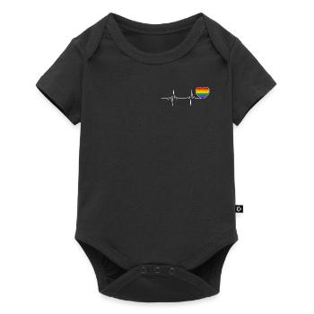 Bisexuell Herzschlag LGBT Pride Herz Liebe - Baby Premium Kurzarmbody - Schwarz - Vorne