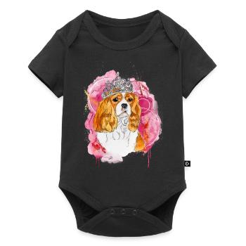 Cavalier KC Spaniel Bella - Baby Premium Kurzarmbody - Schwarz - Vorne