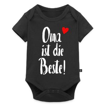Oma ist die Beste | Geschenk für Oma - Baby Premium Kurzarmbody - Schwarz - Vorne